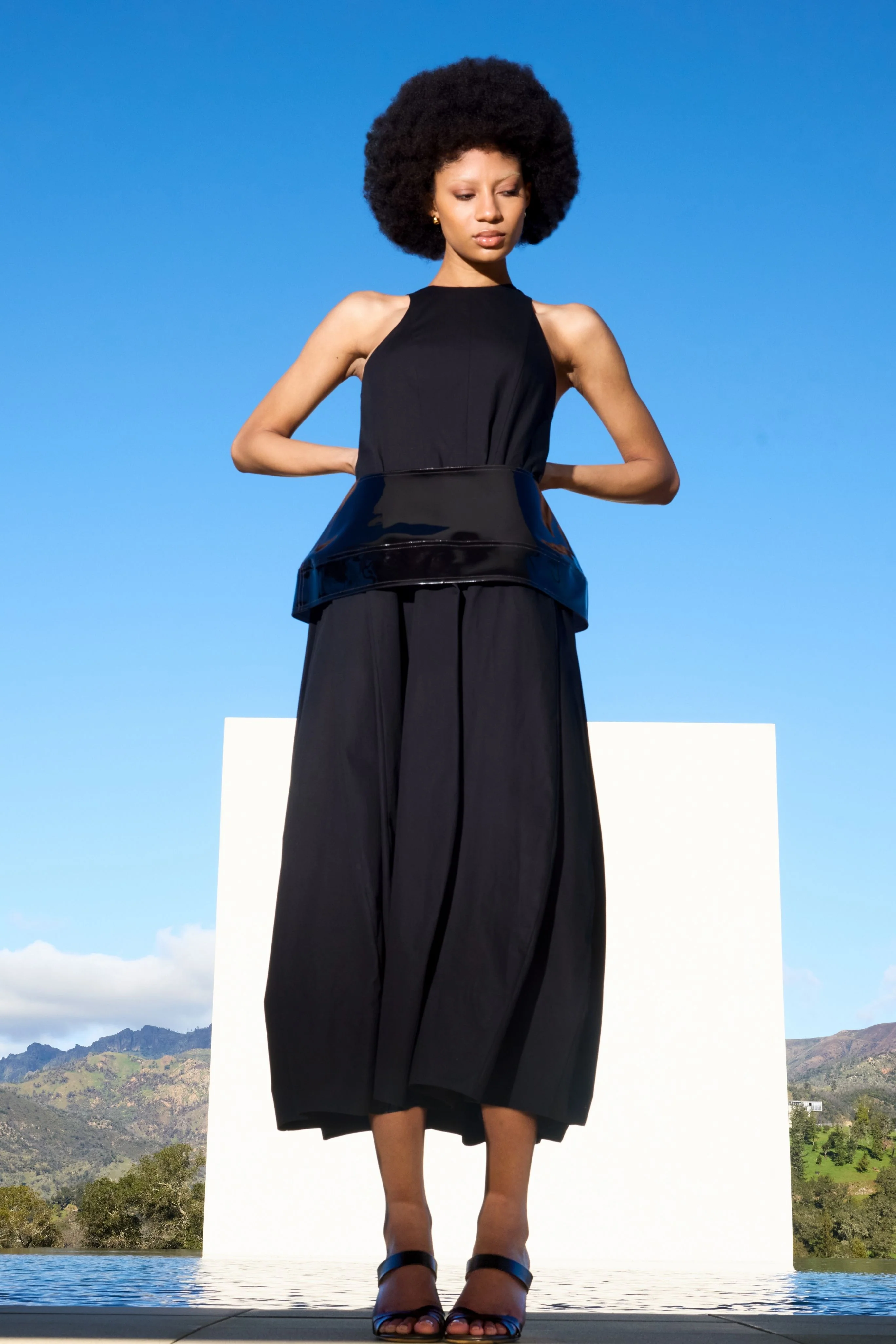 Compact Eco Poplin Pinched Pleat Dress - Image 2