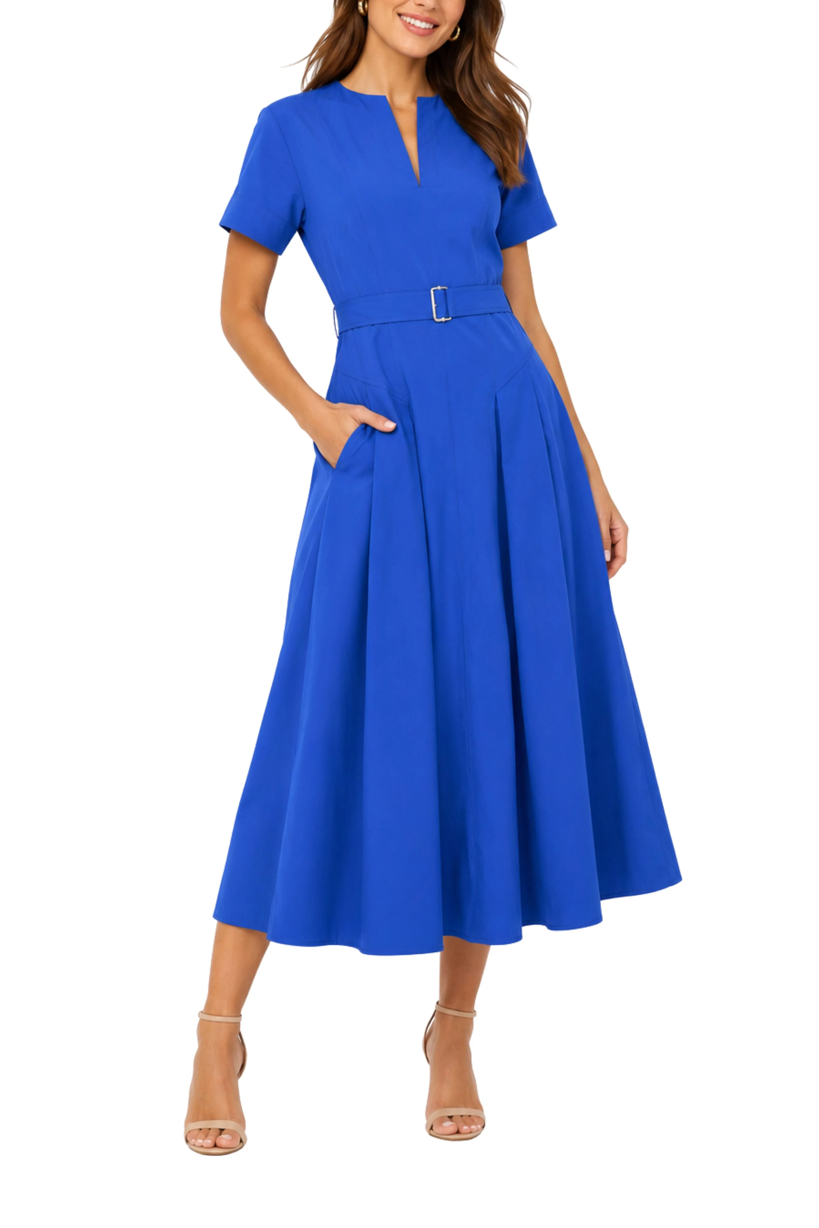 Corinne Cotton Midi Dress - Blue - Image 2