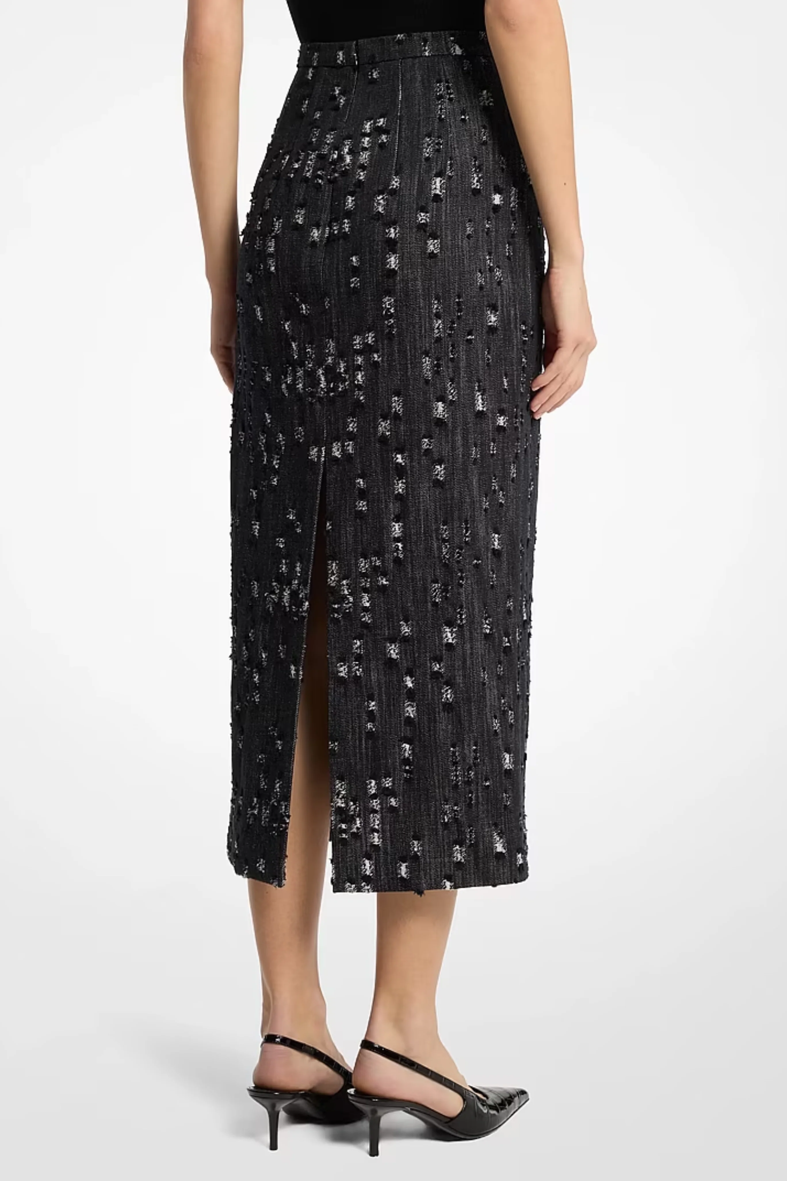 Frayed Denim Pencil Skirt - Image 4