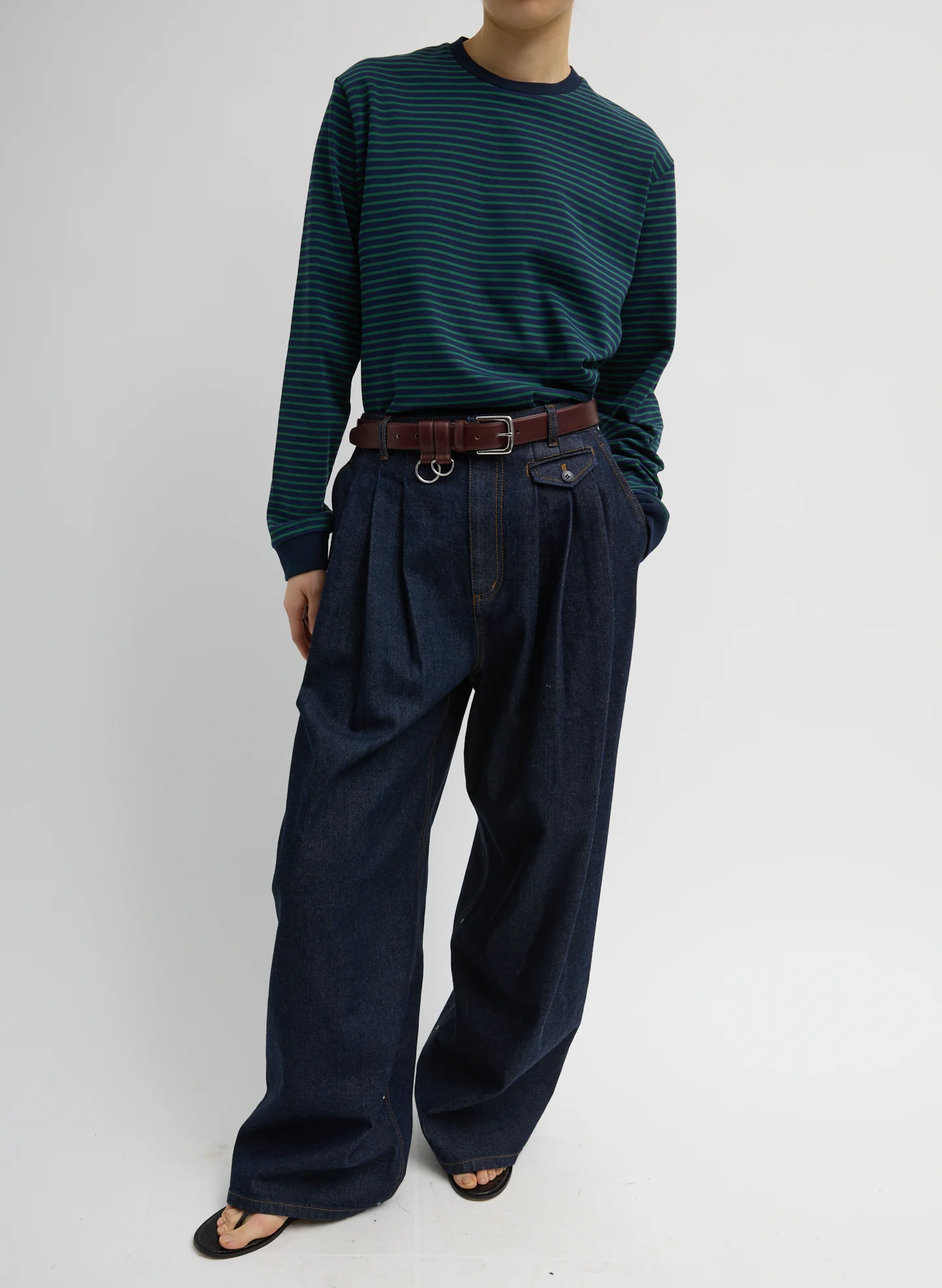 Indigo Denim Triple Pleat Jean - Image 2
