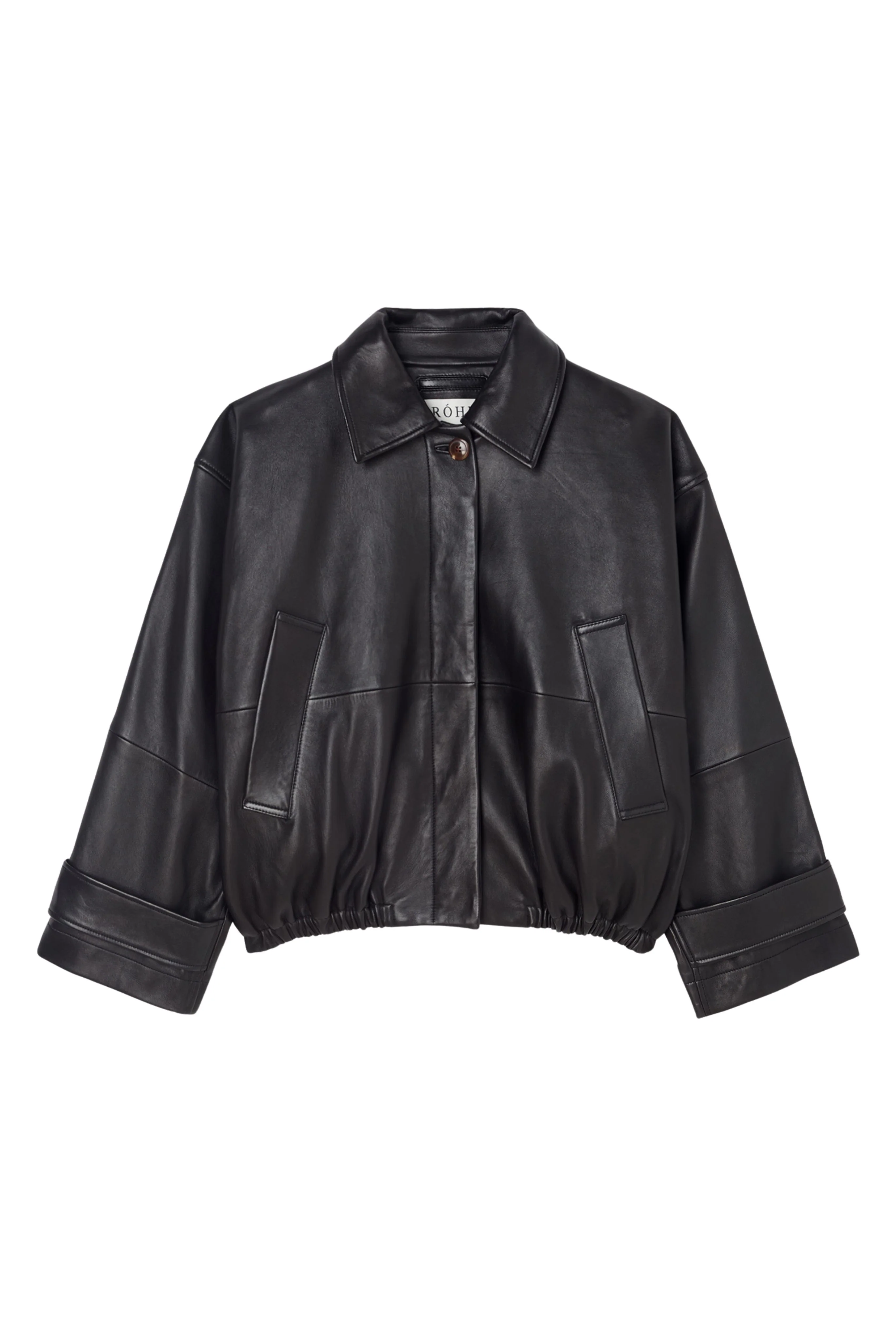 Leather blouson jacket