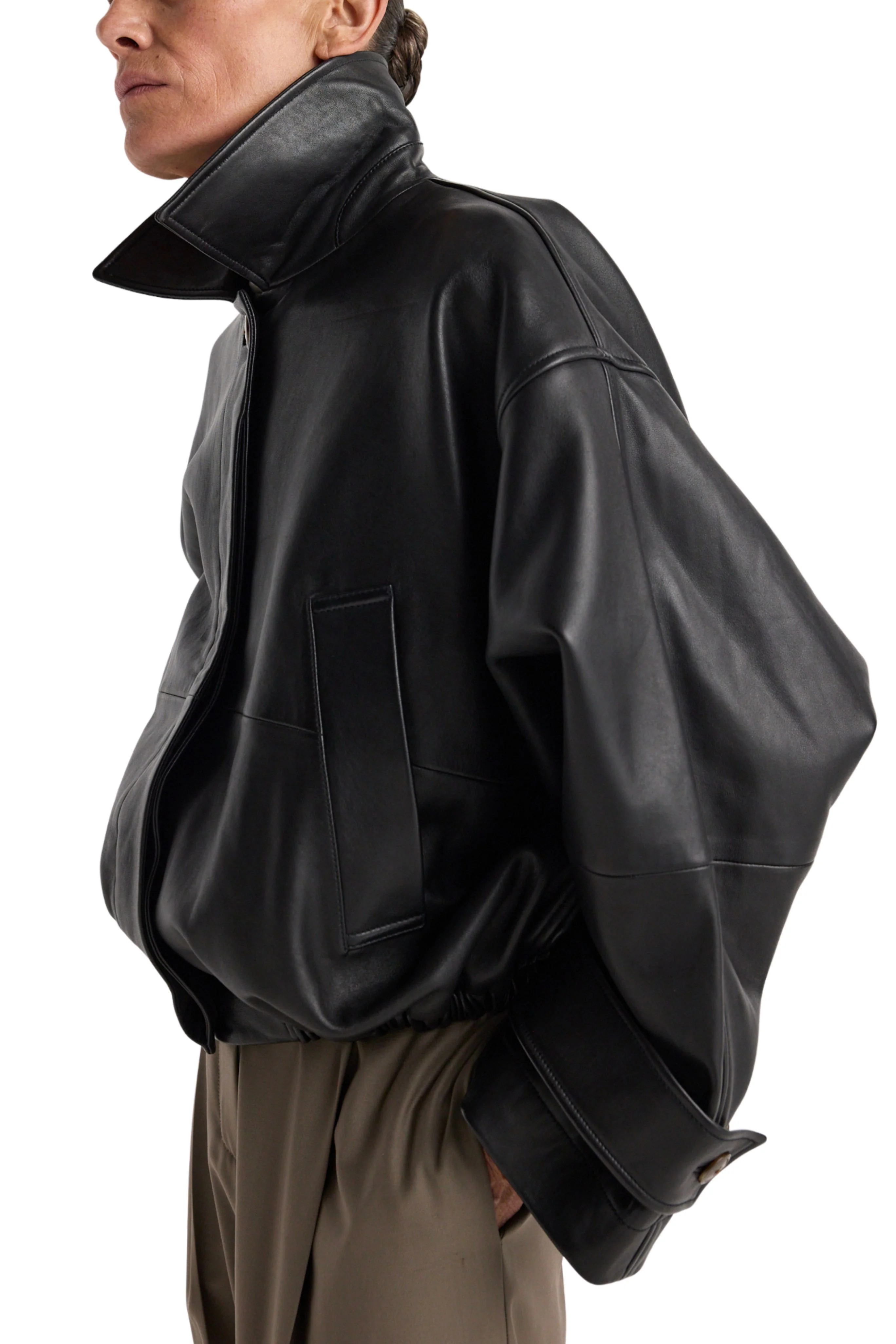 Leather blouson jacket - Image 2