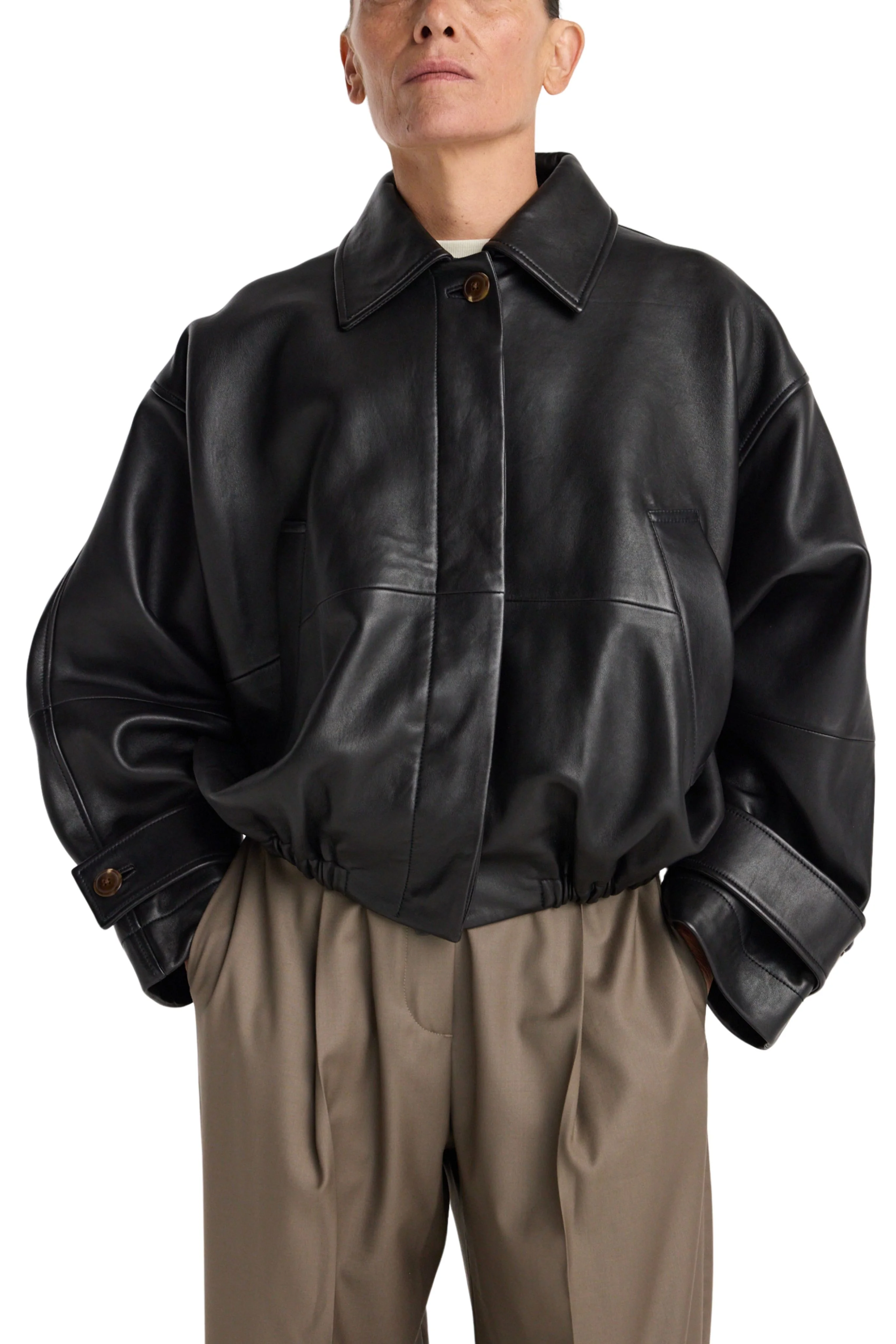 Leather blouson jacket - Image 3