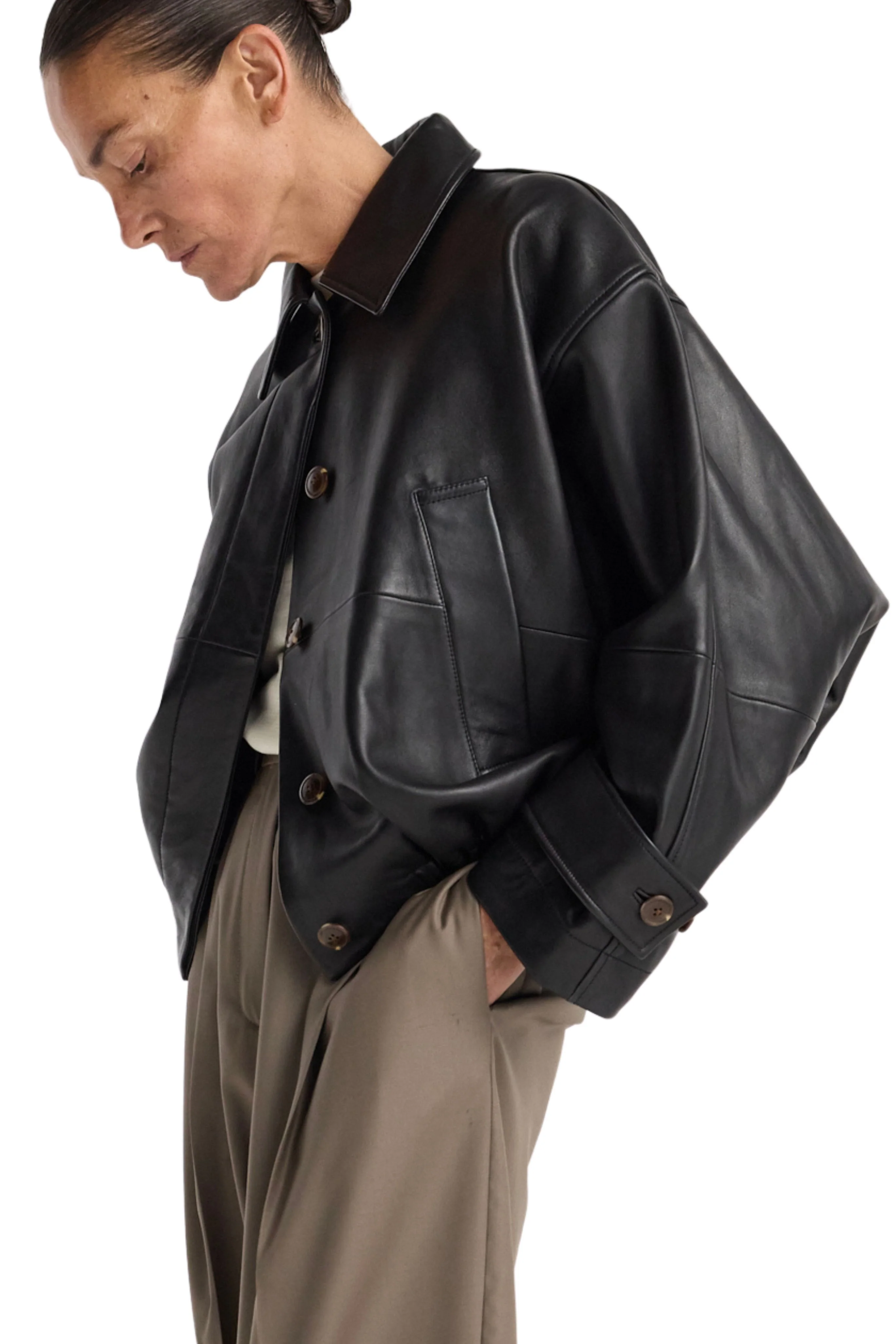Leather blouson jacket - Image 4