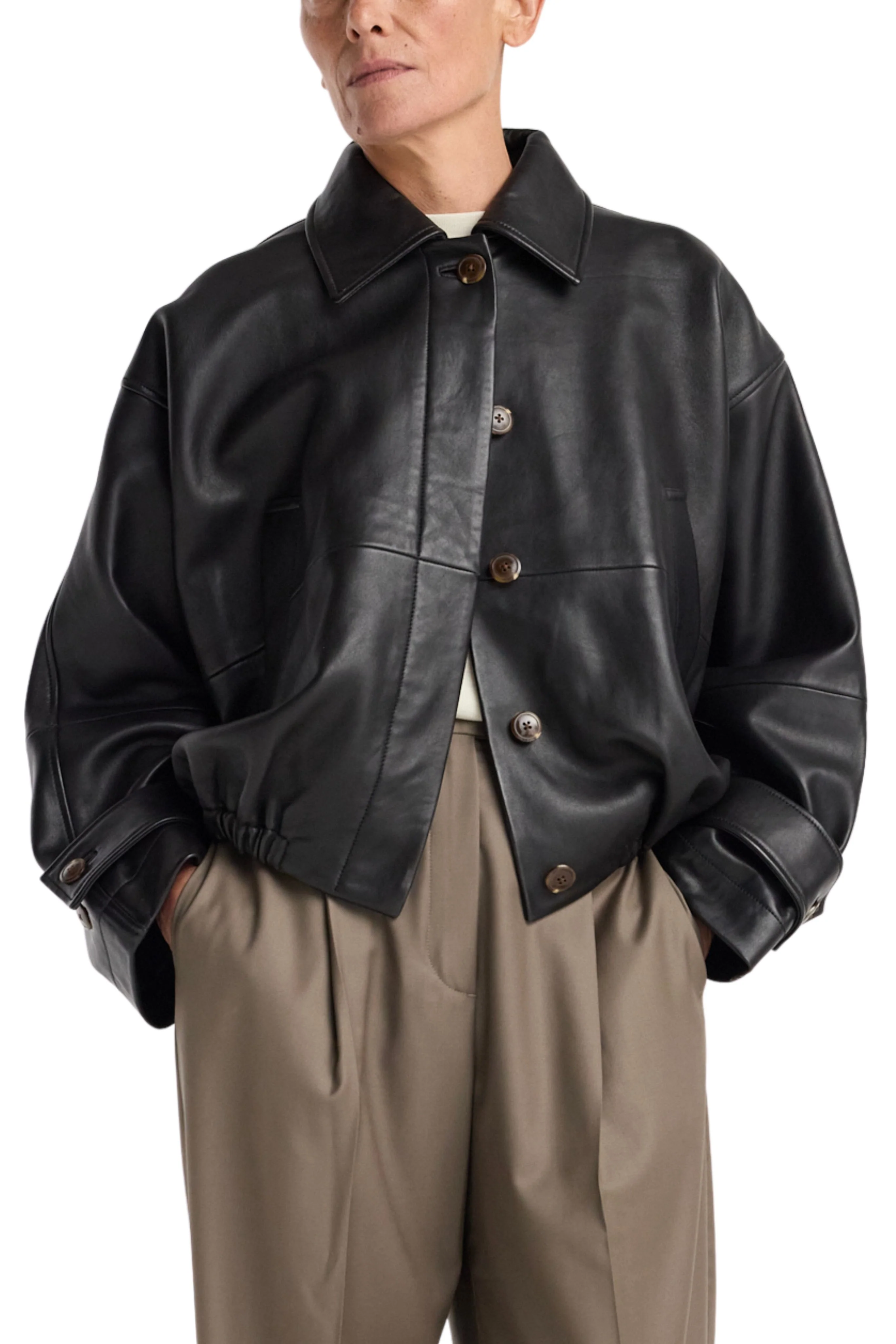Leather blouson jacket - Image 5
