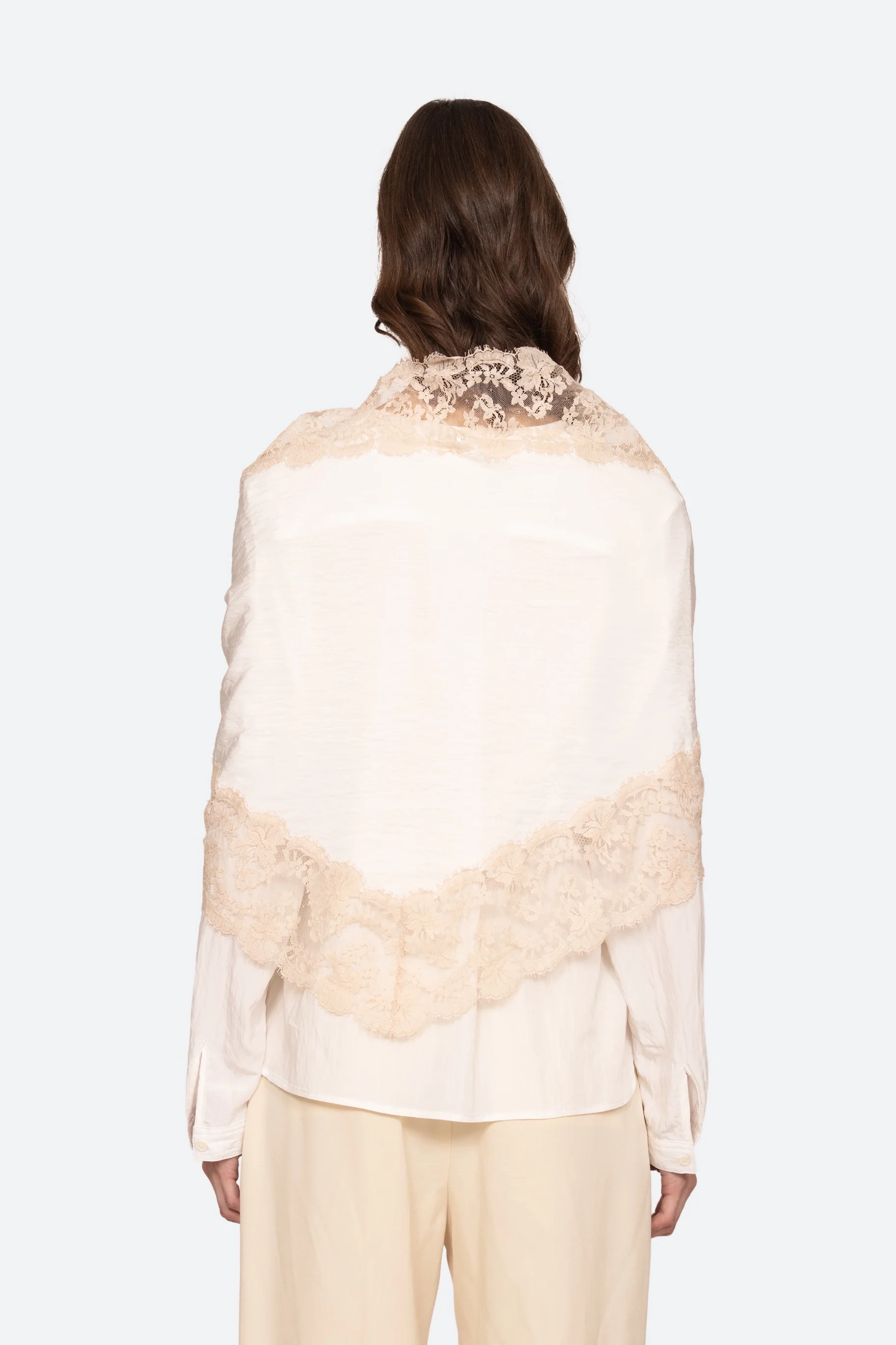 Lisette Solid Long-Sleeve Blouse With Lace Scarf - Image 7