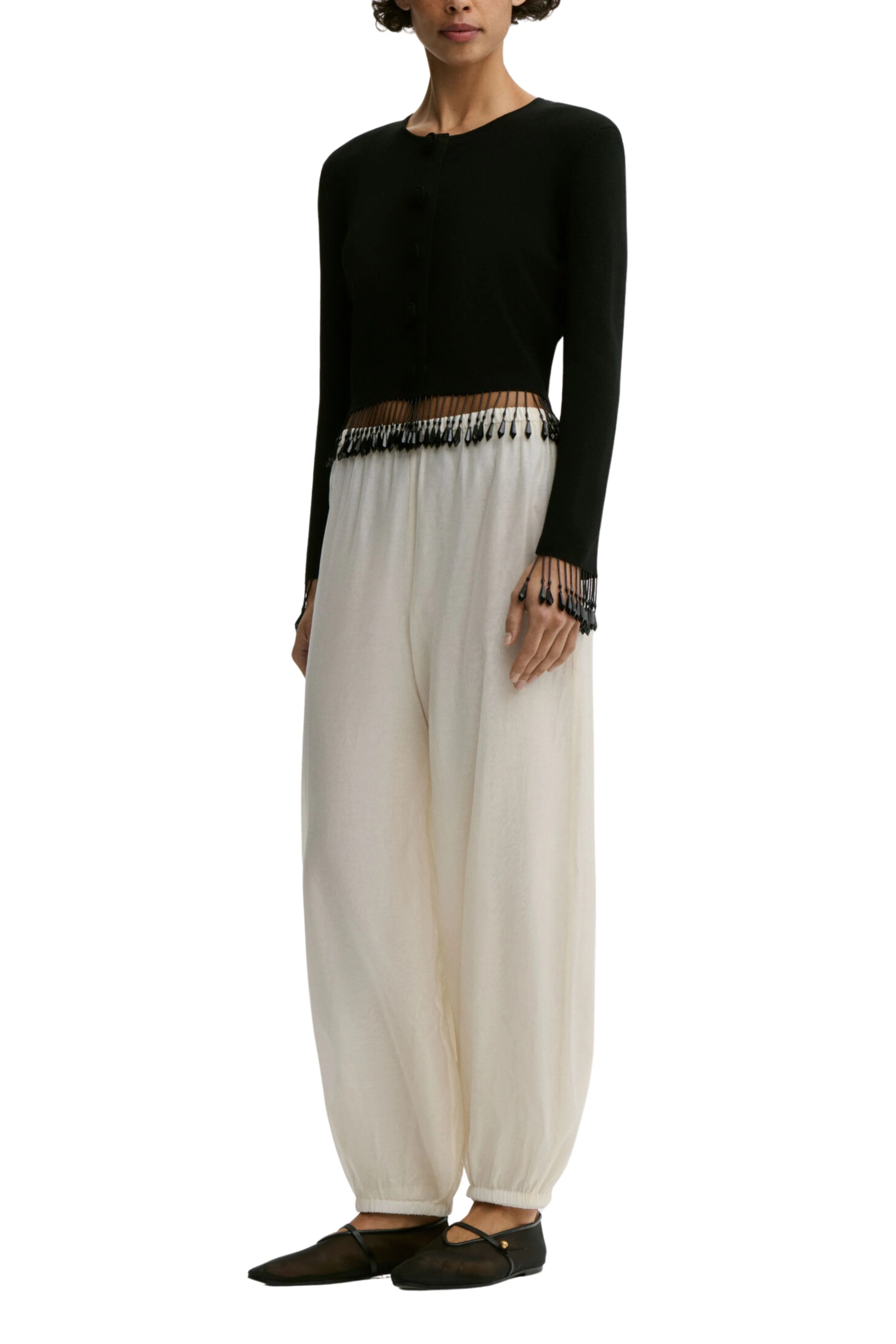 Lumas Silk Organza Trousers - Ivory - Image 2