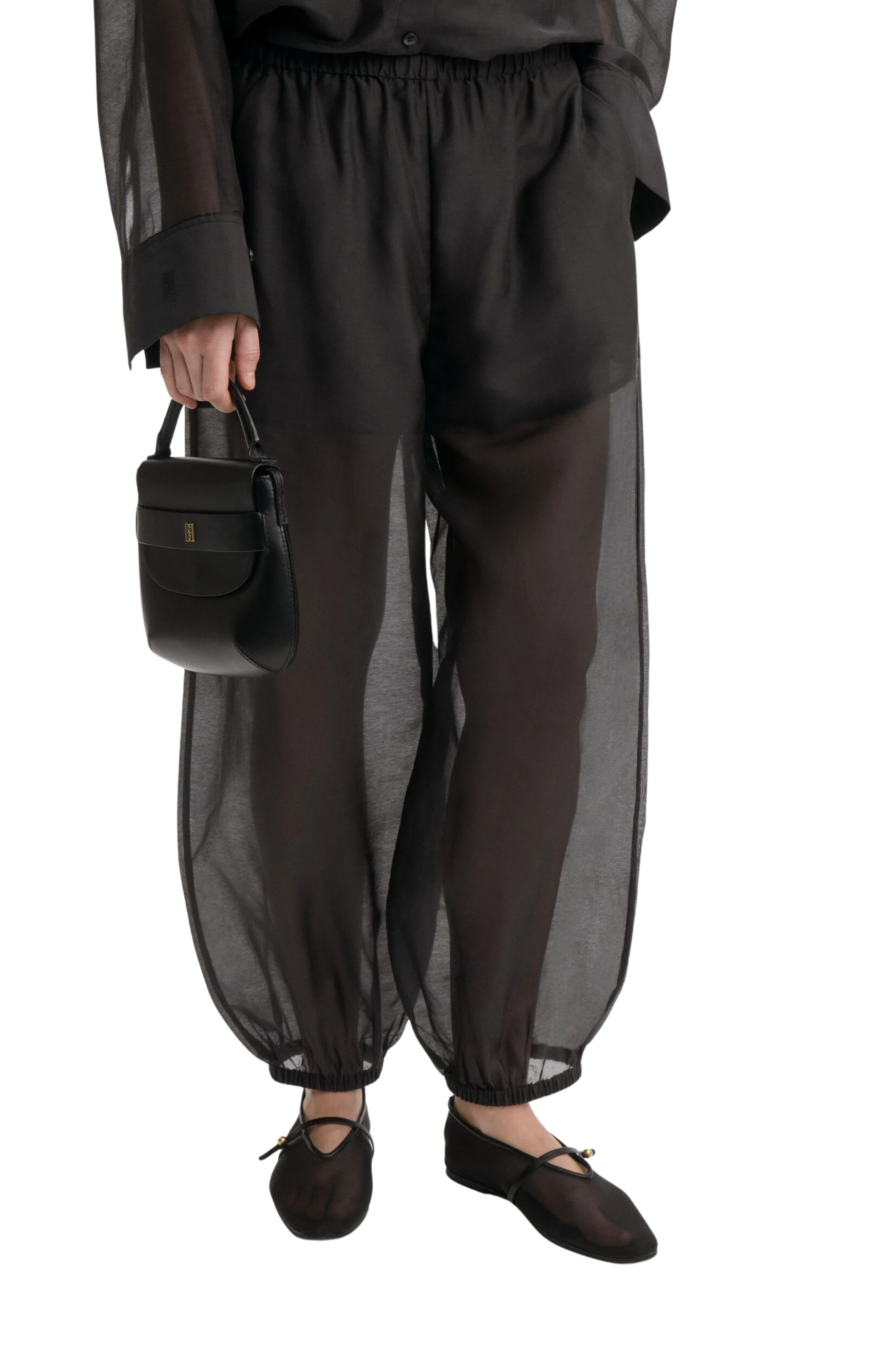 Lumas Silk Organza Trousers - Black - Image 2