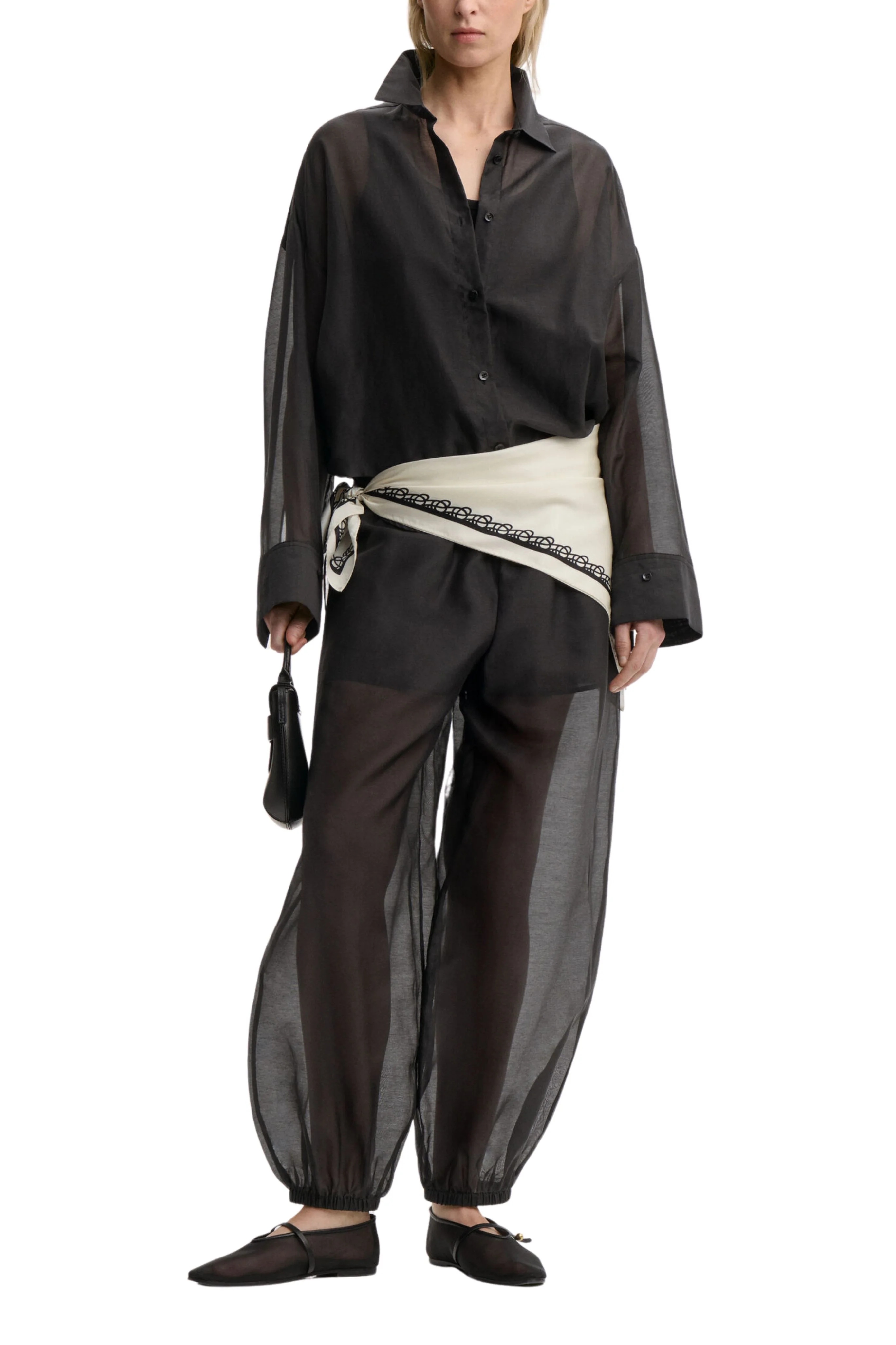 Lumas Silk Organza Trousers - Black - Image 3
