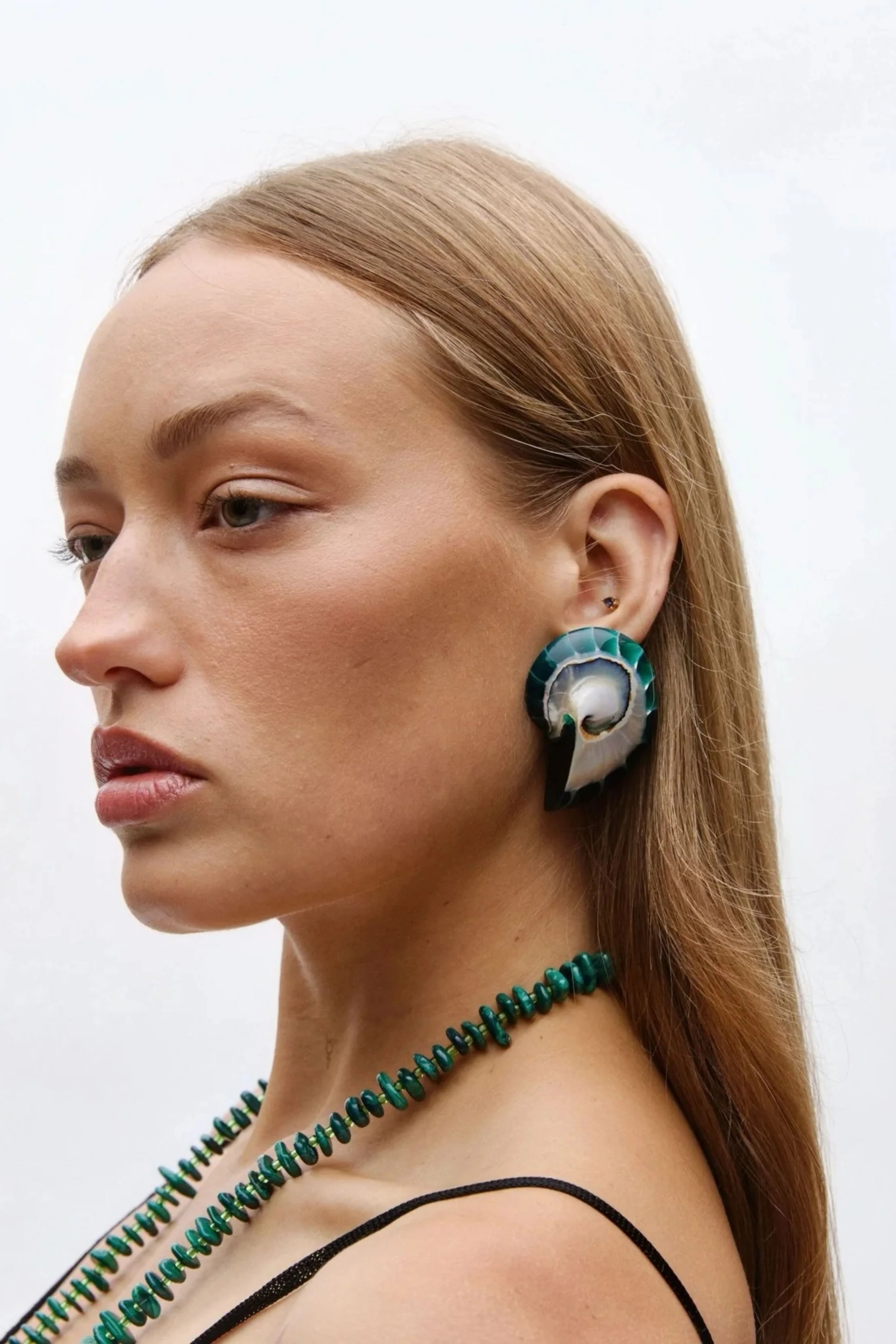Nautilus Earrings in Green - Image 2