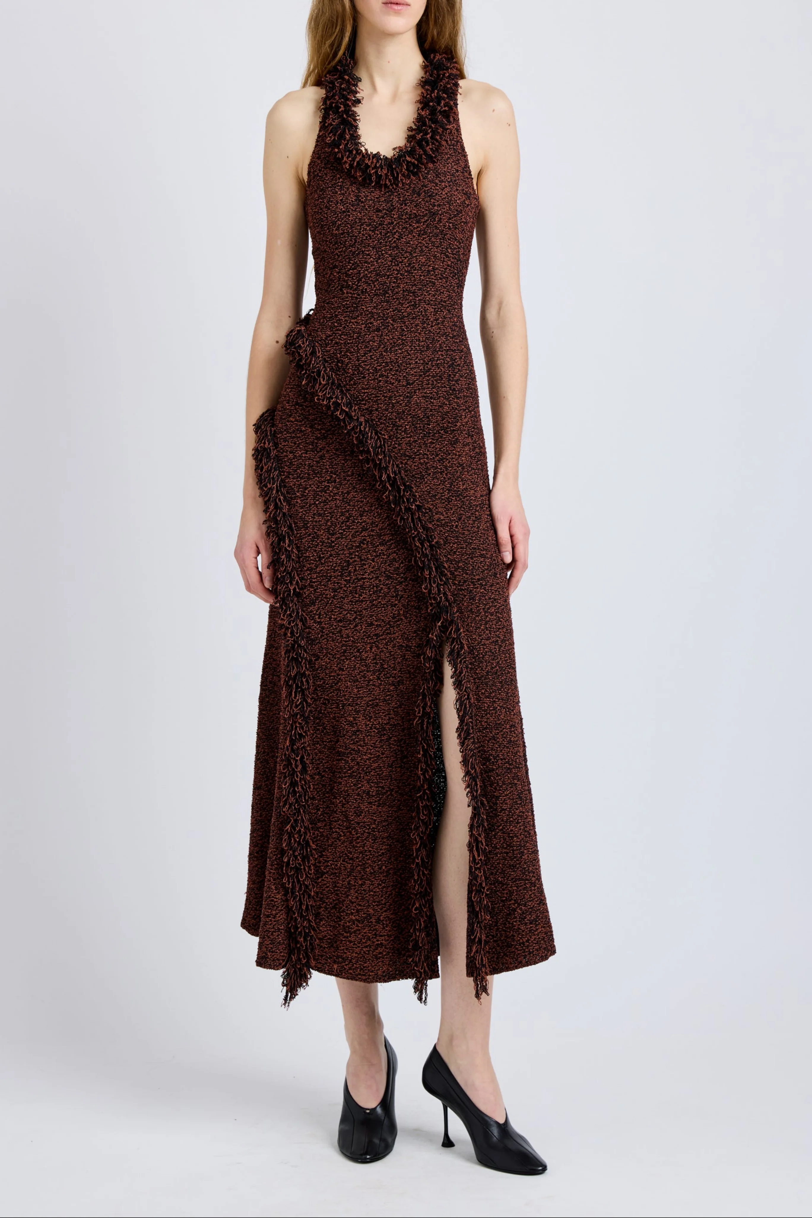 Nilo Dress in Textured Jacquard in Black/Copper - Image 2