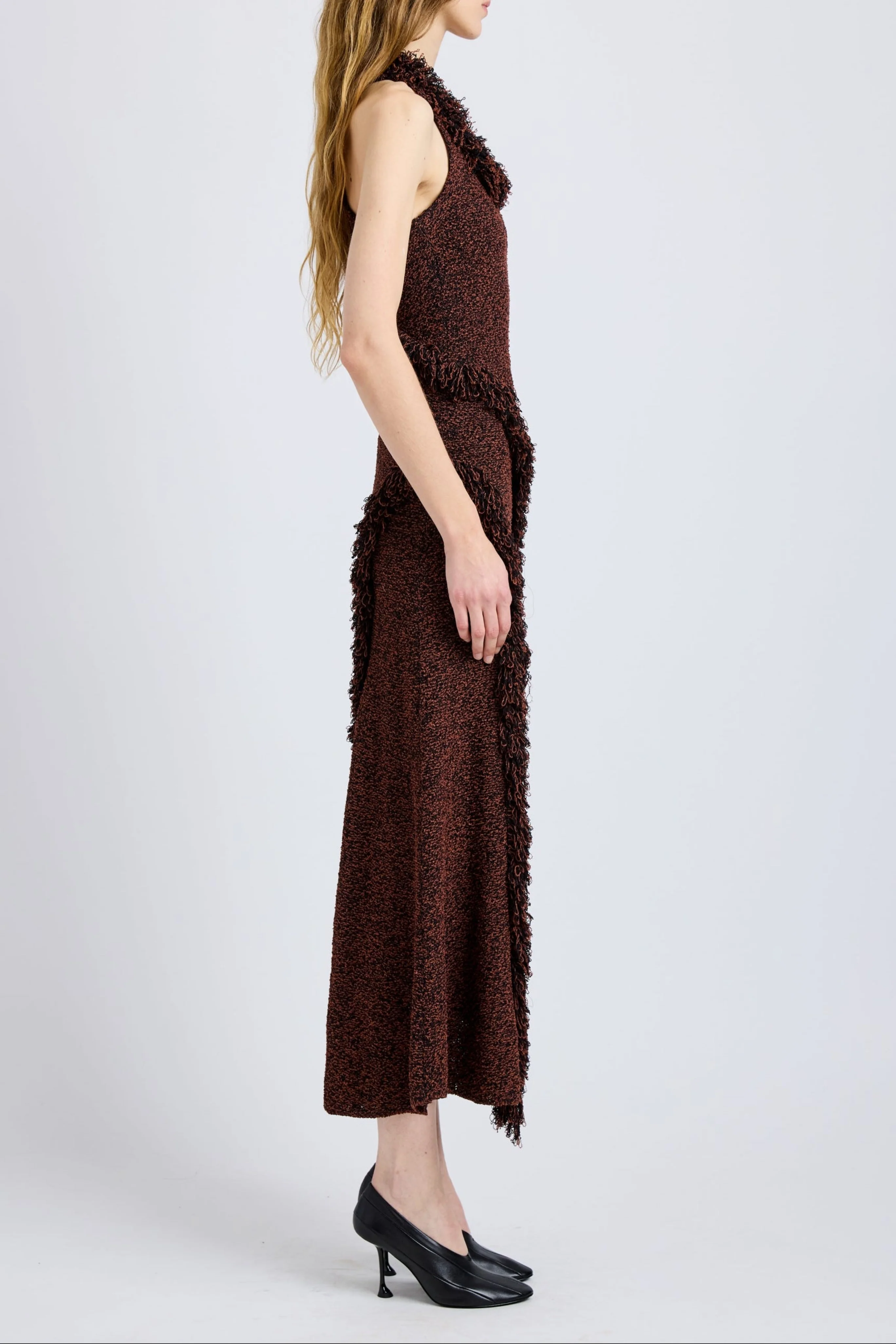 Nilo Dress in Textured Jacquard in Black/Copper - Image 3