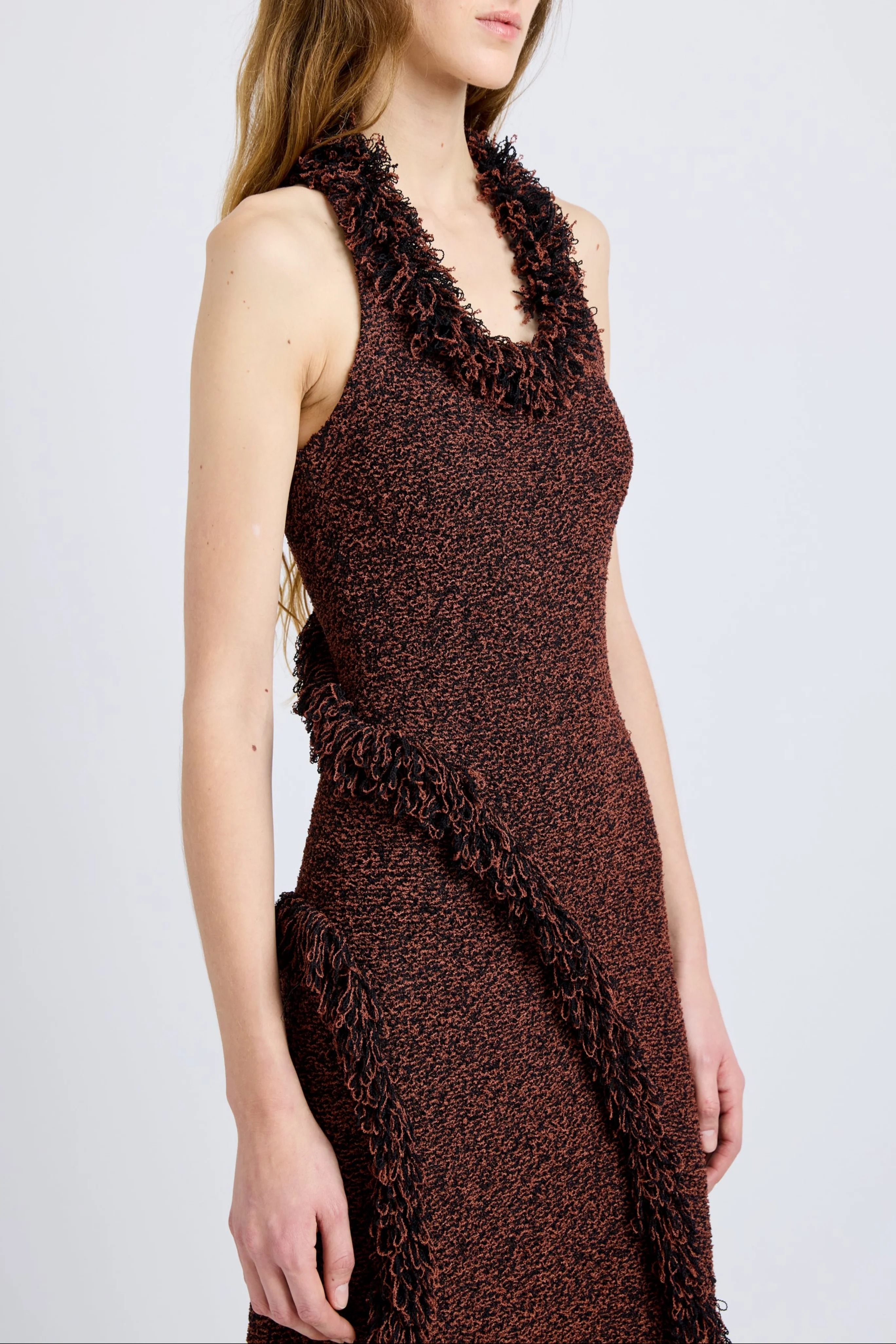 Nilo Dress in Textured Jacquard in Black/Copper - Image 5