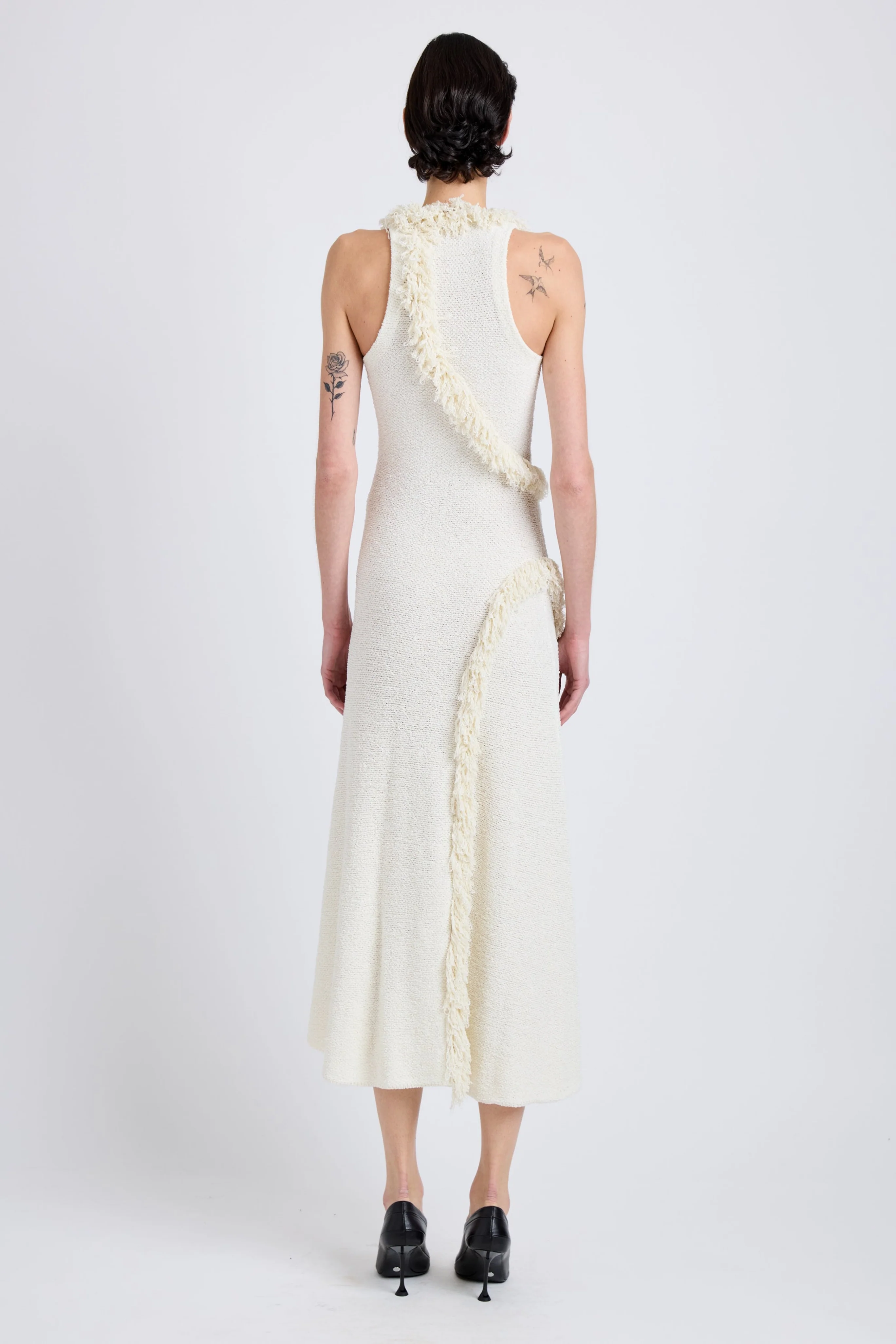 Nilo Dress in Textured Jacquard in Off White - Image 4