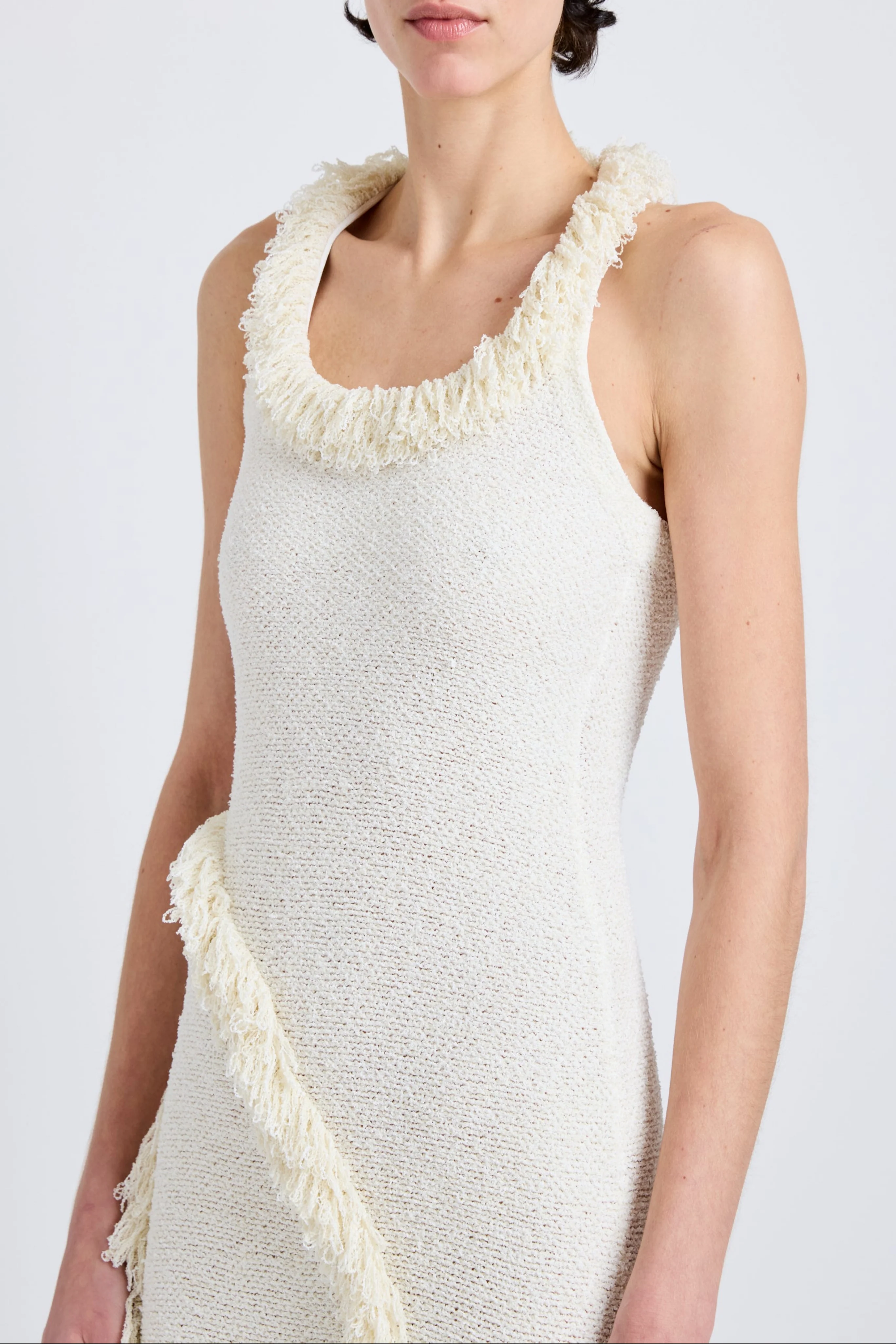 Nilo Dress in Textured Jacquard in Off White - Image 5