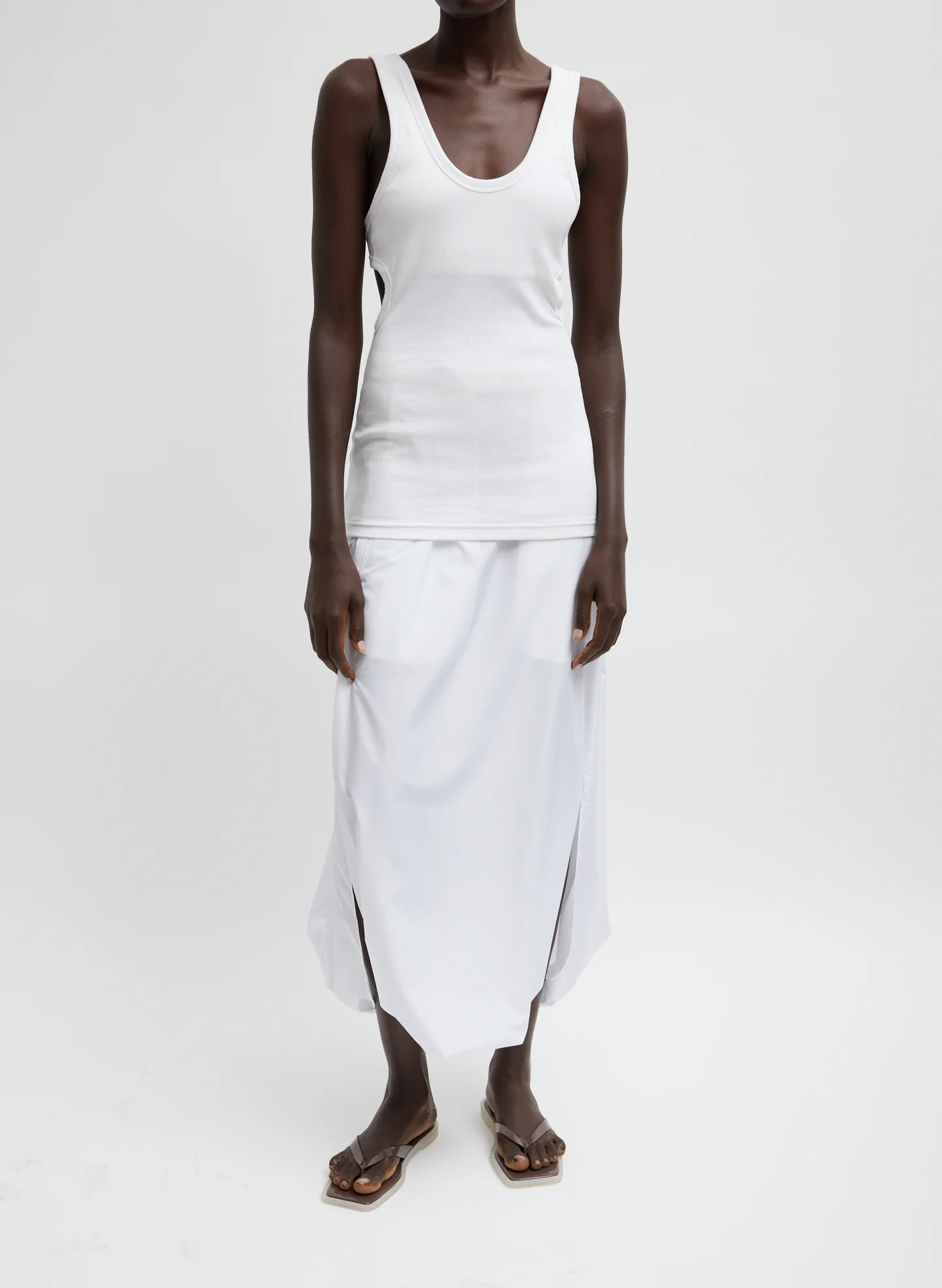 Ribbed T Racerback Tank - White - Image 2