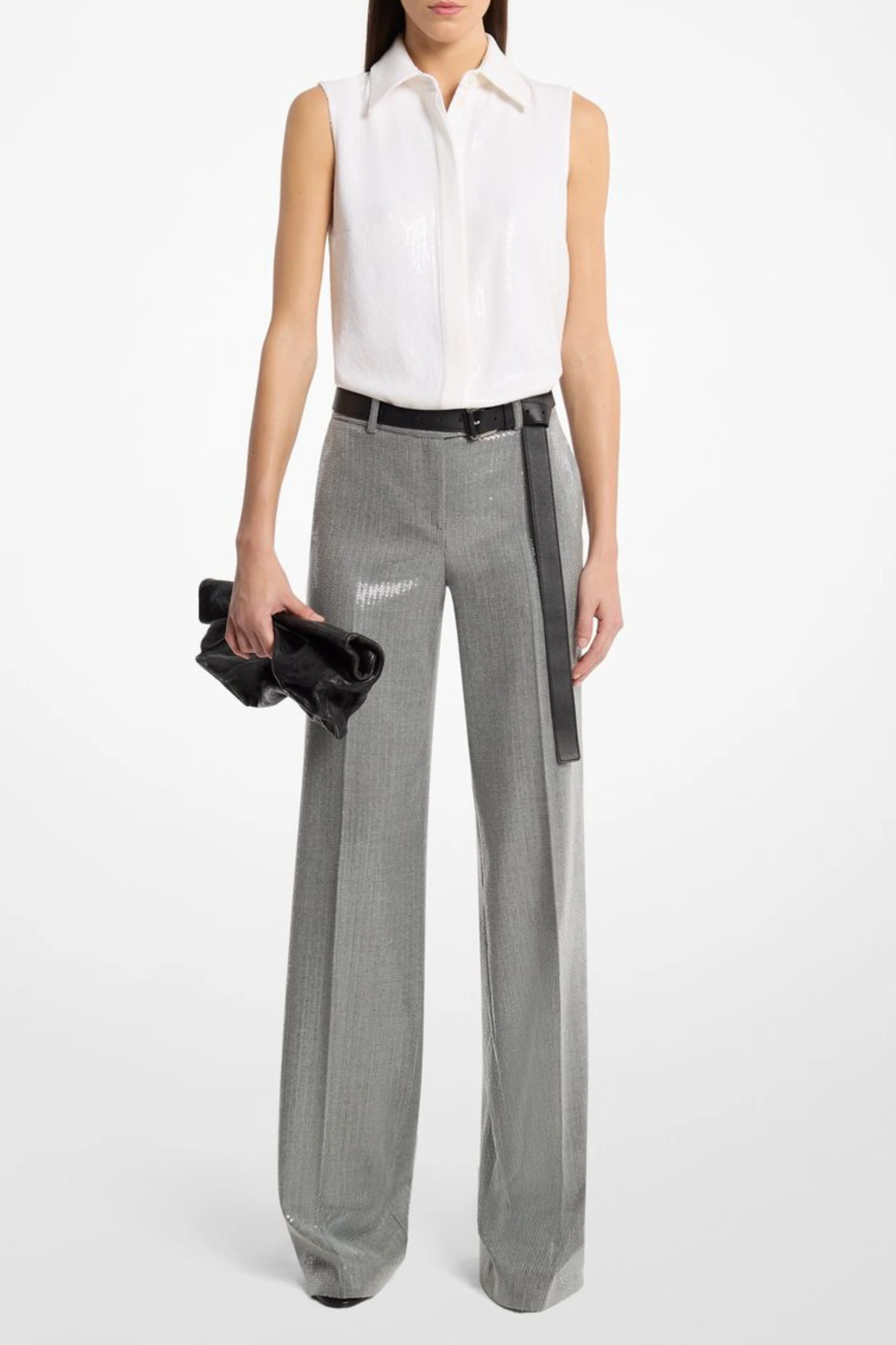 Sequin Sleeveless Hansen Button Front Shirt - Image 3
