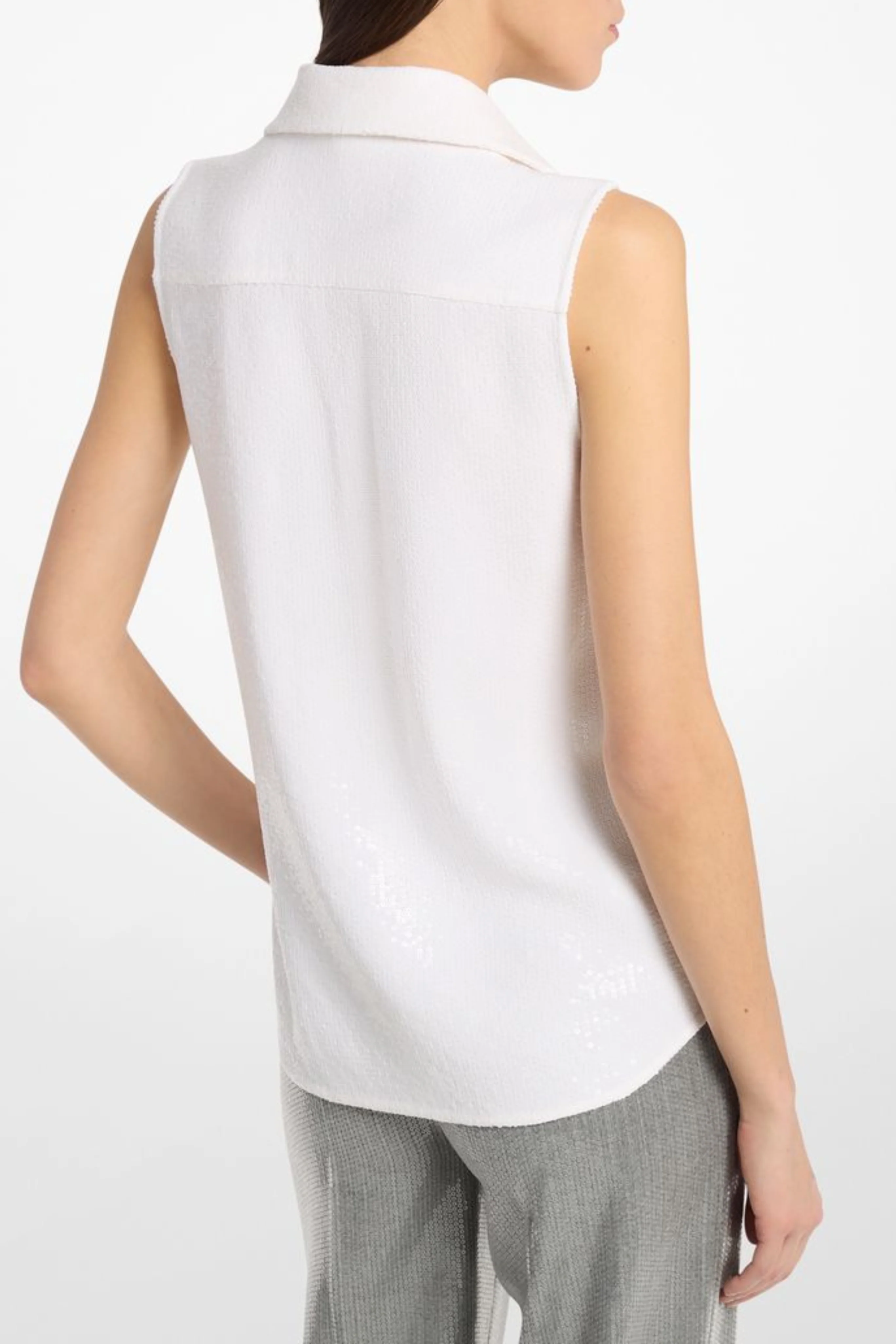 Sequin Sleeveless Hansen Button Front Shirt - Image 4