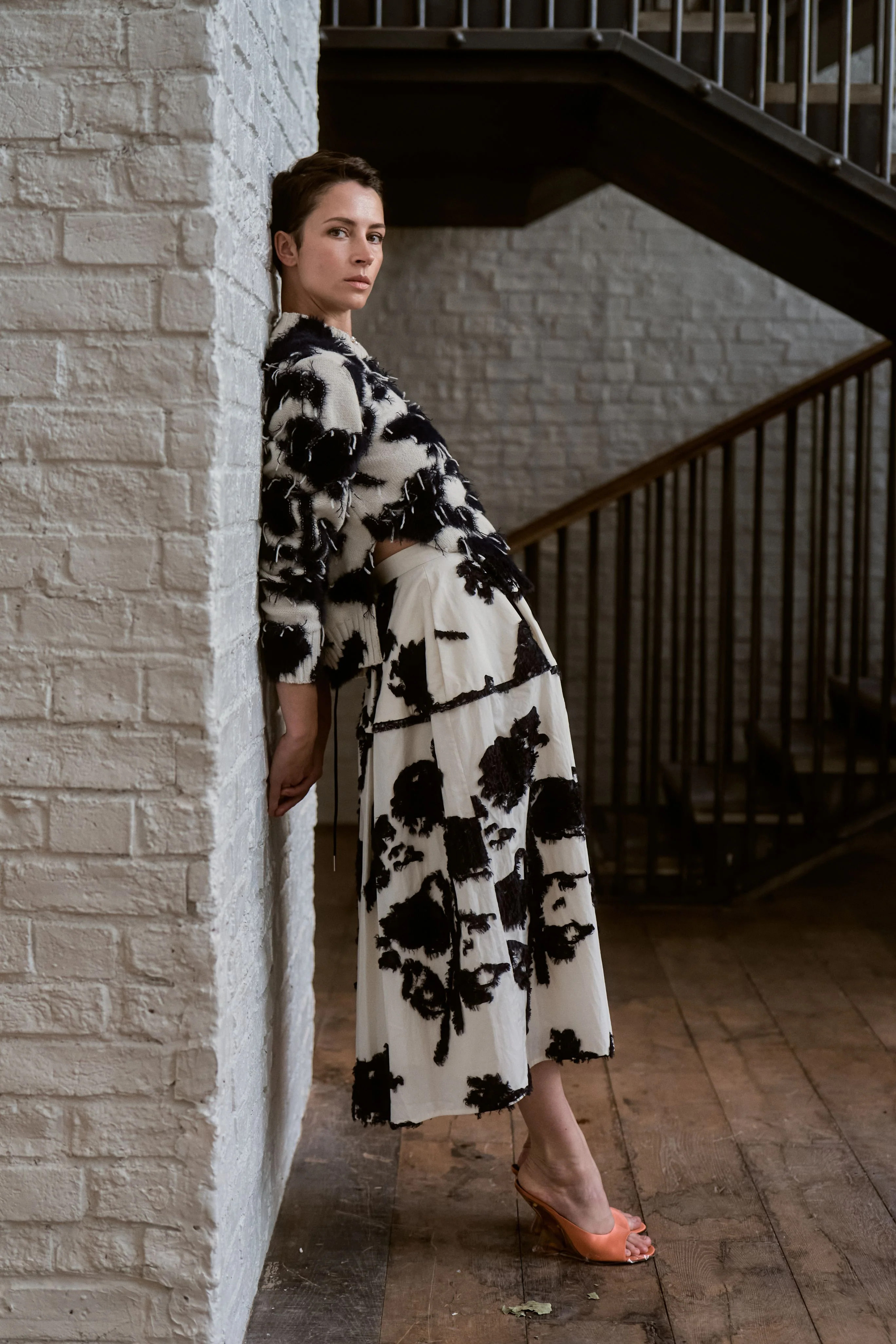 Fil Coupé Poplin Midi Full Skirt - Image 2