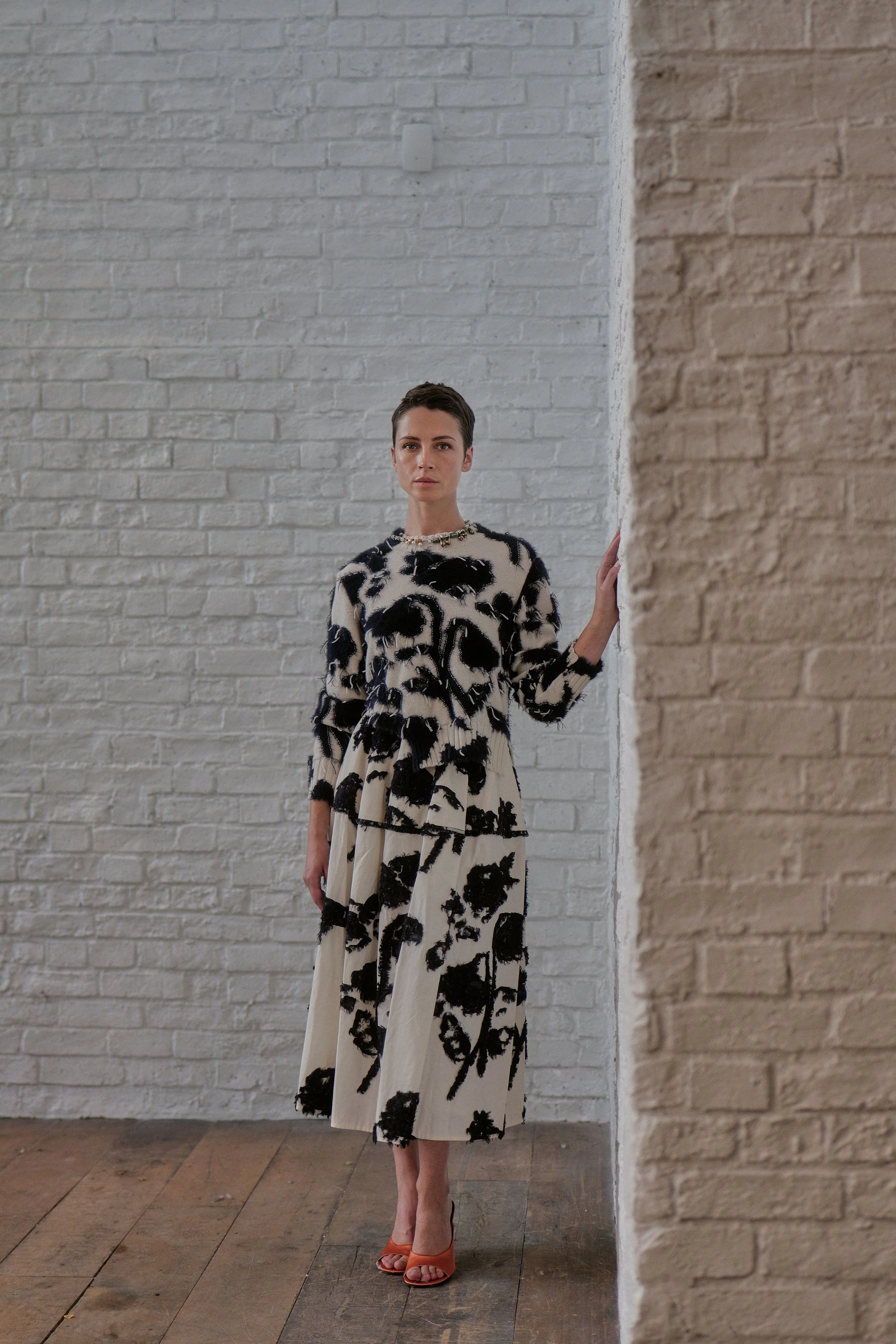 Fil Coupé Poplin Midi Full Skirt - Image 3