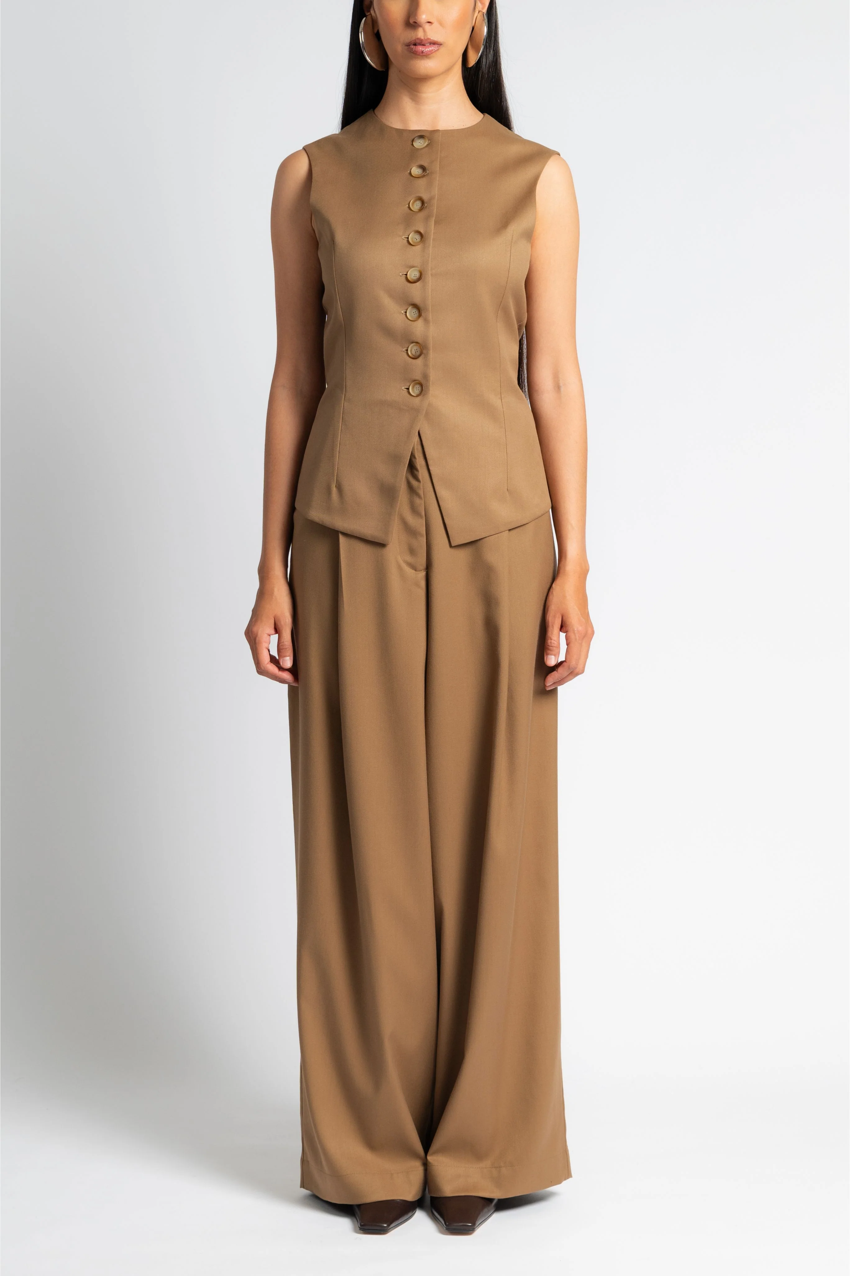 Wide Leg Pleated Trouser - Image 2