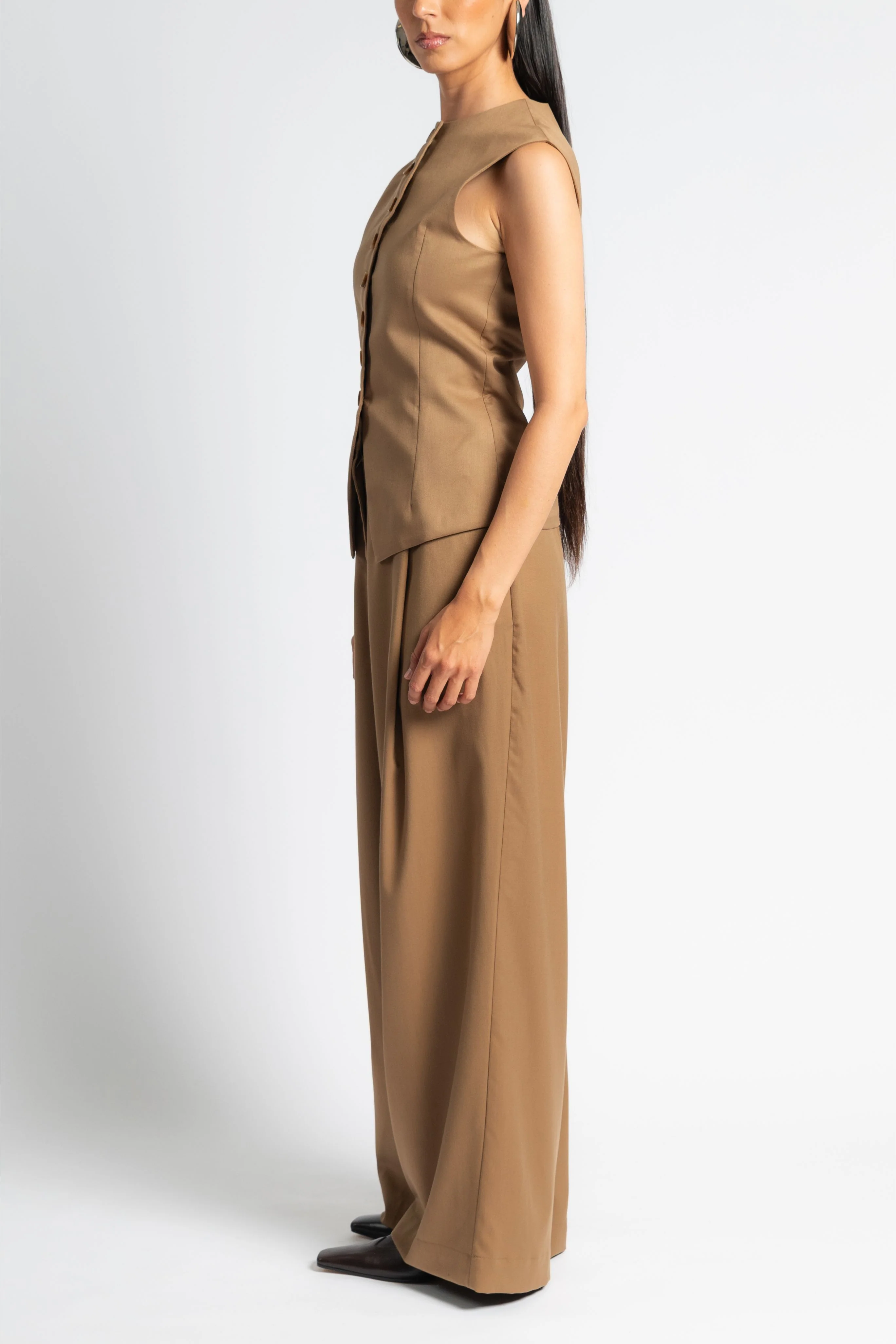 Wide Leg Pleated Trouser - Image 3