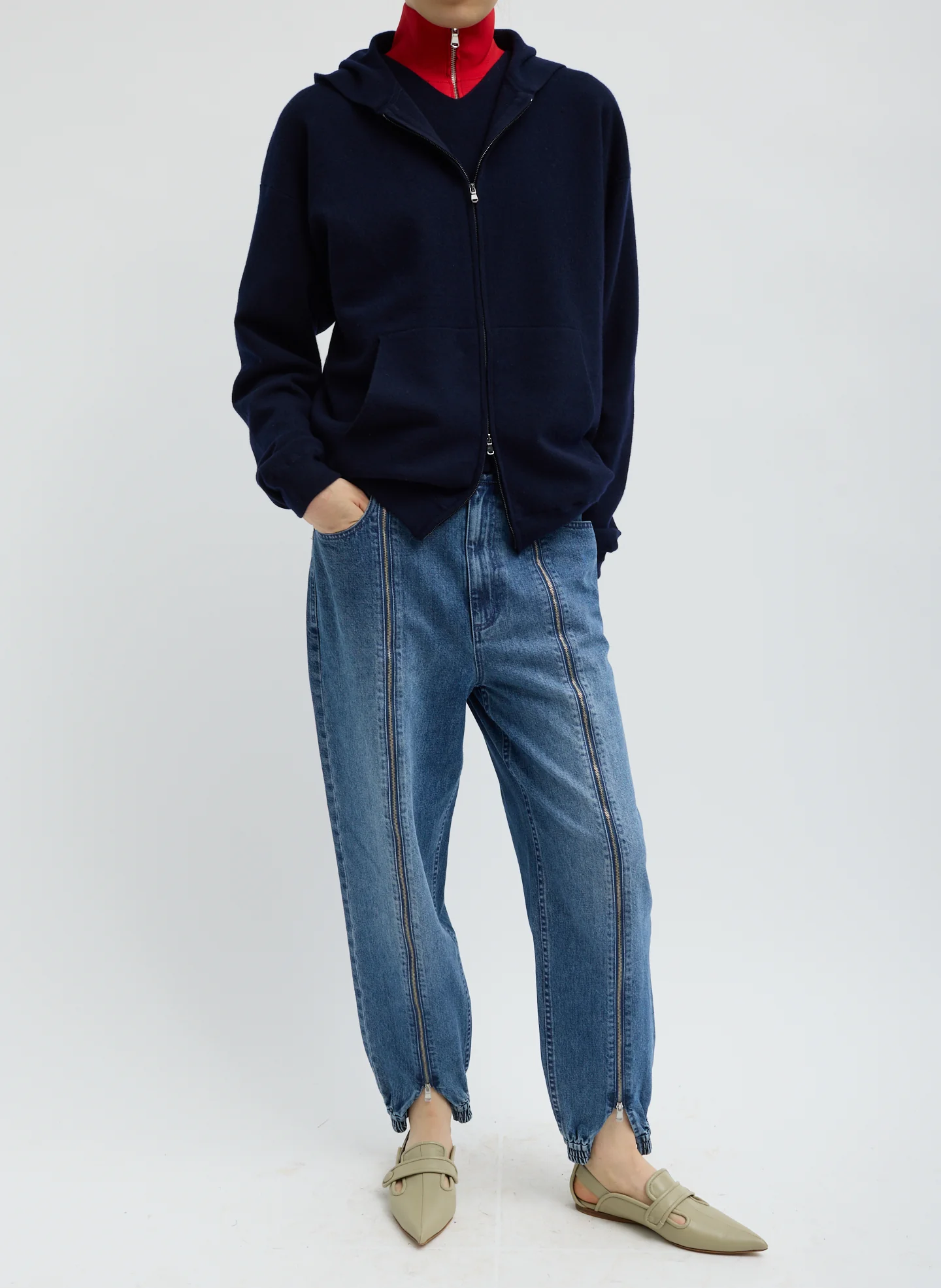 Zippered Denim Jogger - Image 2